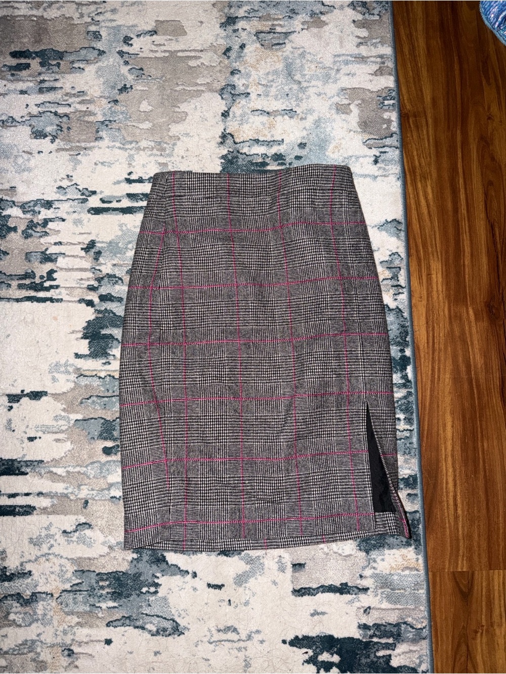 J. Crew Gray Glen Plaid Pencil Skirt with Pink Windowpane